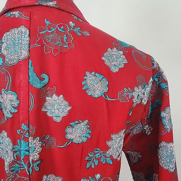 Johnny Was Floral Embroidered Coat Red Medium Like New *RARE FIND* - Picture 10 of 16